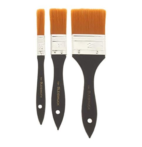Van Bleiswijck Acrylpinselset 3X Ölfarben Bürste aquarell Flachpinsel Ölmalpinsel für Malerei-Ölmalerei oder auch als Werkzeugpinsel geeignet in verschiedenen Größen 1cm 2cm 5cm
