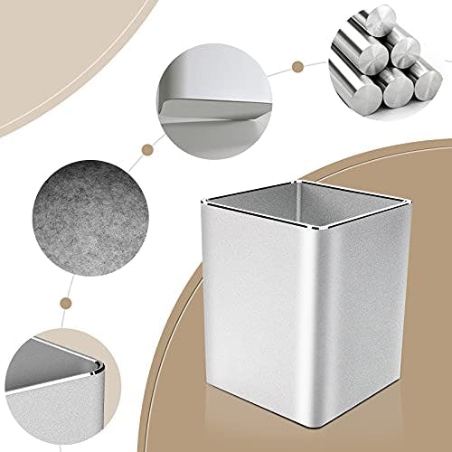 VAYDEER Metall Stiftehalter Schreibtisch Aluminium Zubehör Organizer und Cup Storage Stationär Robust 8×8×10 cm, Silber 1