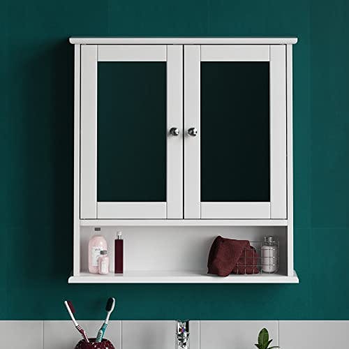 Vida Designs Priano Badezimmer-Spiegelschrank, 2 Türen, Wandmontage, Aufbewahrungsmöbel, weiß 0
