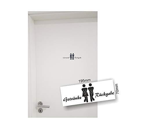 WC Aufkleber Getränke-Rückgabe in schwarz I Frau und Mann Symbol mit Text I Unisex Tür-Aufkleber Wand-Sticker für Toilette und Gäste-WC I dv_622 0