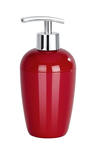 WENKO Seifenspender Cocktail Rot - Flüssigseifen-Spender, Spülmittel-Spender Fassungsvermögen: 0.43 l, Polystyrol, 8 x 17.5 x 8 cm, Rot 0