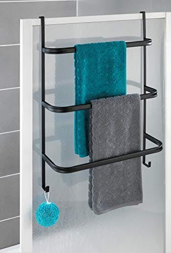 WENKO Handtuchhalter Irpinia, für das Bad ohne Bohren, zum Einhängen, mit 3 Handtuchstangen, Stahl, 54,5 x 77,5 x 21,5 cm, schwarz matt 3