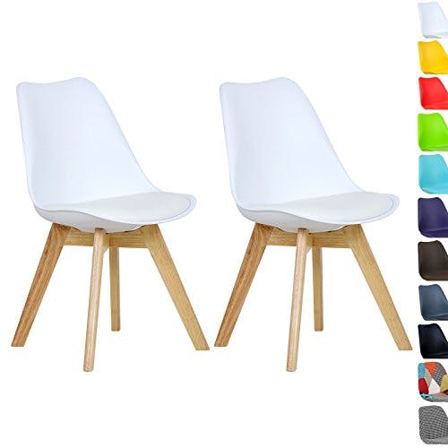 WOLTU BH29ws-2 2 x Esszimmerstühle 2er Set Esszimmerstuhl Design Stuhl Küchenstuhl Holz, Weiß 0