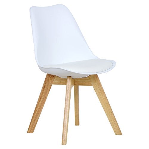 WOLTU BH29ws-2 2 x Esszimmerstühle 2er Set Esszimmerstuhl Design Stuhl Küchenstuhl Holz, Weiß 2