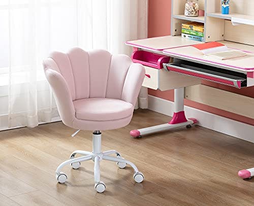 Wahson Samt Kinder Schreibtischstuhl Drehstuhl mit Armlehnen für Mädchen Kinder Studie Bürostuhl höhenverstellbar (Hellrosa) 0