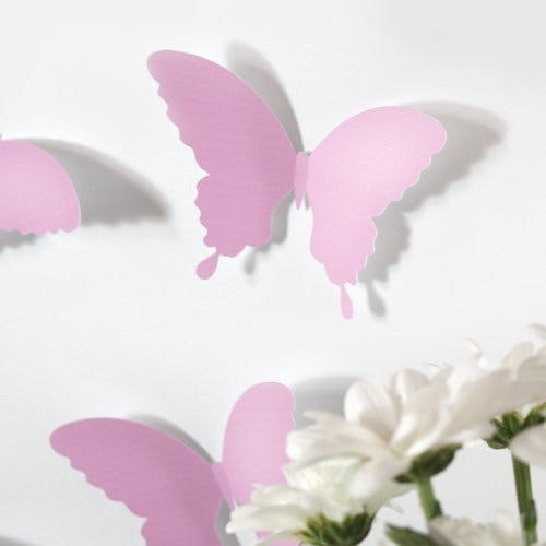 Wandkings Schmetterlinge im 3D-Style in ROSA, 12 Stück, Wanddekoration mit Klebepunkten zur Fixierung 2