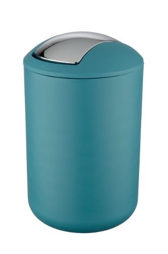 WENKO Kosmetikeimer Brasil L, 6,5 Liter Bad-Mülleimer mit Schwingdeckel, aus bruchsicherem Kunststoff, BPA-frei, Petrol 0