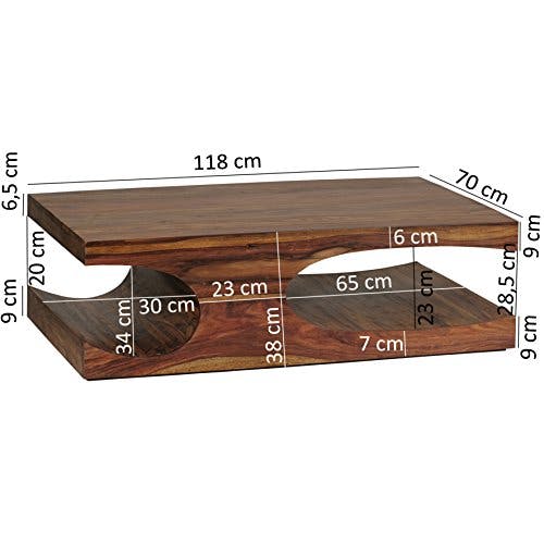 WOHNLING Couchtisch BOHA Massiv-Holz Sheesham 118 cm breit Wohnzimmer-Tisch Design dunkel-braun Landhaus-Stil Beistelltisch Natur-Produkt Wohnzimmermöbel Unikat modern Massivholzmöbel Echtholz rechteckig 1
