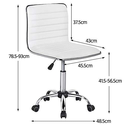 Yaheetech Bürostuhl, ergonomischer schreibtischstuhl, Drehstuhl ohne Armlehne, Chefsessel mit Laufrollen, aus Kunstleder, höhenverstellbarer, 360° frei Drehbar 1