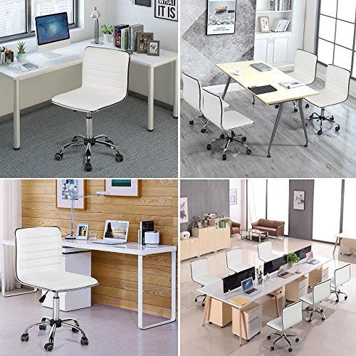 Yaheetech Bürostuhl, ergonomischer schreibtischstuhl, Drehstuhl ohne Armlehne, Chefsessel mit Laufrollen, aus Kunstleder, höhenverstellbarer, 360° frei Drehbar 2