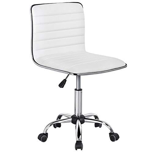Yaheetech Bürostuhl, ergonomischer schreibtischstuhl, Drehstuhl ohne Armlehne, Chefsessel mit Laufrollen, aus Kunstleder, höhenverstellbarer, 360° frei Drehbar