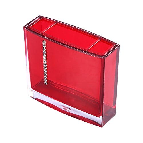 Yosoo 5-Stück Erstklassig Badezimmer Set (aus Hochwertige Acryl mit Diamanten) Bad Accessoire Set Lotion-Flaschen, Zahnbürstenhalter, Zahn-Becher, Seifenschale (Rot) 3