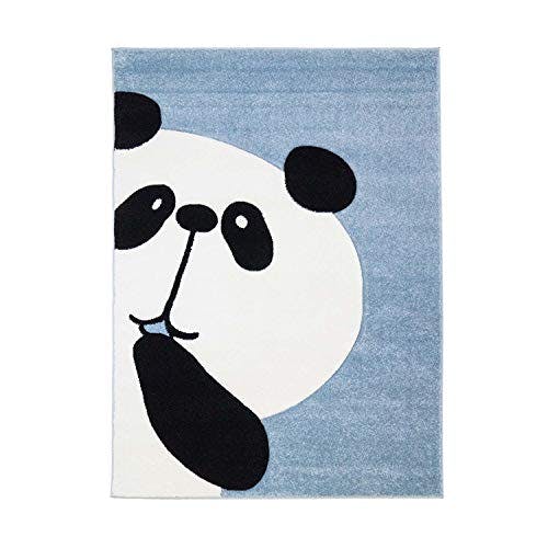 carpet city Kinderteppich Flachflor Bueno Panda-Bär in Blau mit Konturenschnitt für Kinderzimmer; Größe: 80x150 cm 0