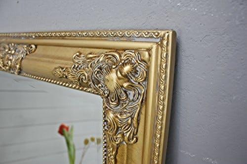 elbmöbel Spiegel Wandspiegel 62x52cm in der Farbe Gold mit Holz-Rahmen barock antik 0