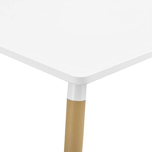 [en.casa] Esstisch Quadratisch 80x80x74cm Weiß Matt Buche Küchentisch für 3 Personen Esszimmer Tisch Retro 1