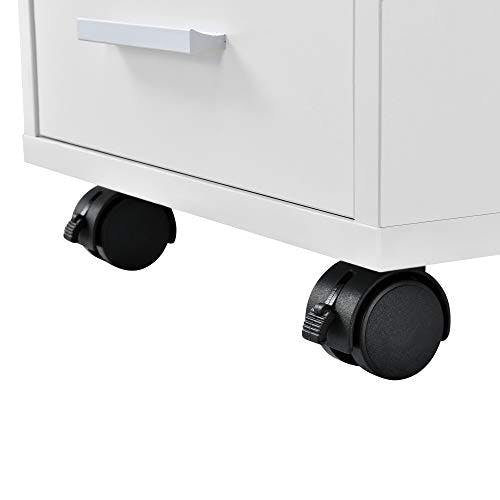 [en.casa] Rollcontainer mit 5 Schubladen Rollschrank Rollwagen 63x33x38cm Schubladencontainer Bürocontainer Weiß 3