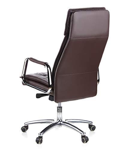 hjh OFFICE 600924 Chefsessel Bürostuhl Villa 20 Nappaleder Braun Büro-Sessel mit hoher Rückenlehne 2