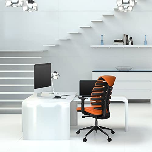 hjh OFFICE 714520 Profi Bürostuhl Ergo LINE II Stoff Orange, ergonomischer Drehstuhl, GS geprüft, TÜV Süd nach DIN EN 1335-1, 1335-2 3