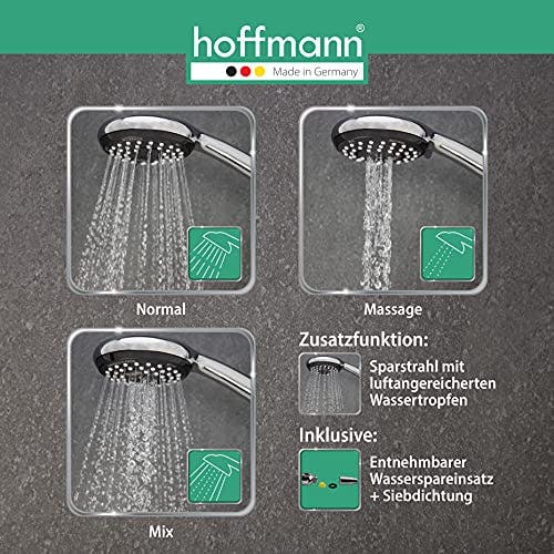 hoffmann Duschset Essensa Plus 100mm | 95cm Edge | 3 Strahlarten | Wasserspareinsatz | Made in Germany 0