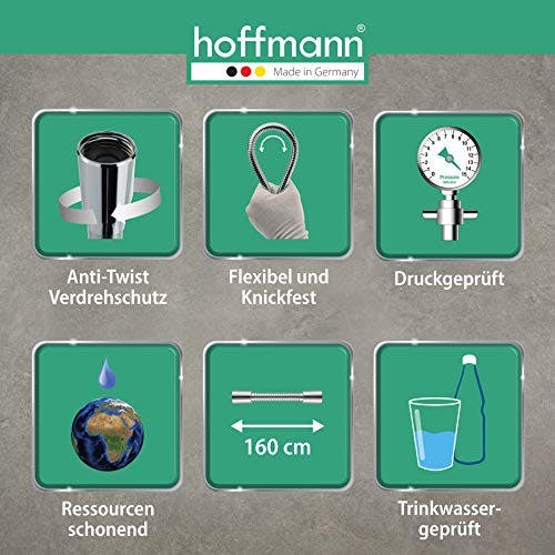hoffmann Duschset Essensa Plus 100mm | 95cm Edge | 3 Strahlarten | Wasserspareinsatz | Made in Germany 1
