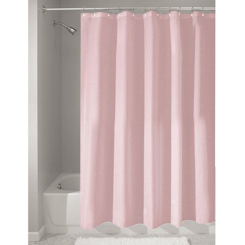 iDesign rideau de douche, rideau douche en polyester imperméable avec ourlet renforcé, rideau de bain lavable de taille 183,0 cm x 183,0 cm, rose