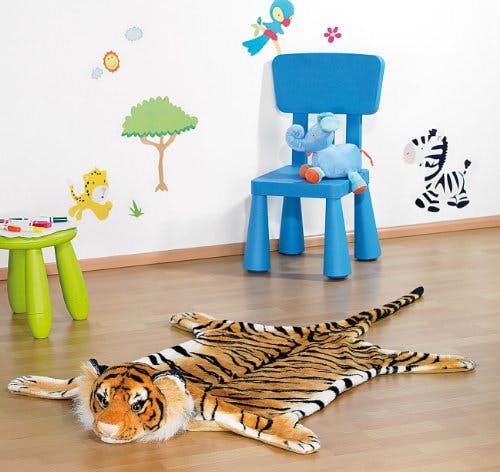 infactory Tigerfell: Kuschliger Webpelz-Vorleger Königstiger, 170 cm (Teppich, Tiger Teppich mit Kopf, Katzen) 0