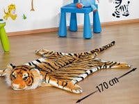 infactory Tigerfell: Kuschliger Webpelz-Vorleger Königstiger, 170 cm (Teppich, Tiger Teppich mit Kopf, Katzen) 1