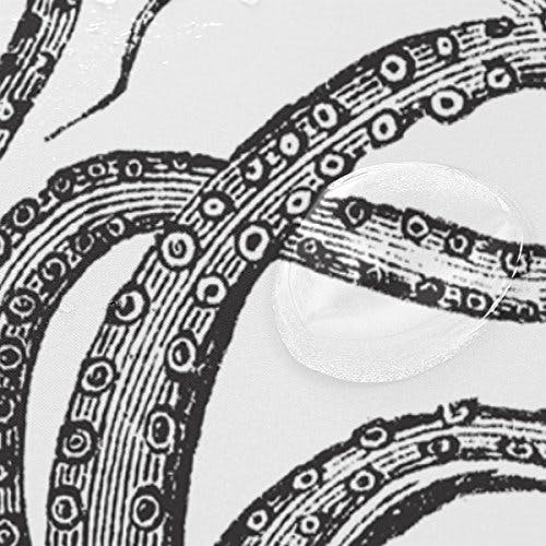 jstel Octopus schwarz und weiß 3-teiliges Badezimmer Set, maschinenwaschbar für den täglichen Gebrauch, inkl. 152,4 x 182,9 cm Wasserdicht Duschvorhang, 12 Dusche Haken und 1 anti-Teppich Carpet – Set 2