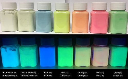 LUMENTICS Premium Leuchtfarbe GrünBlau 100g - Im Dunkeln leuchtende Malfarbe - Nachleuchtende UV Farbe zum Malen mit Glow Effekt - Phosphoreszierend 3