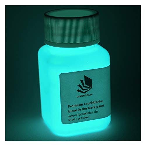 LUMENTICS Premium Leuchtfarbe GrünBlau 100g - Im Dunkeln leuchtende Malfarbe - Nachleuchtende UV Farbe zum Malen mit Glow Effekt - Phosphoreszierend
