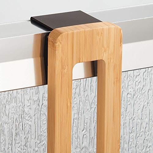 mDesign Duschablage zum Hängen – praktisches Duschregal ohne Bohren zu montieren – Duschkörbe zum Hängen aus Metall und Holz für sämtliches Duschzubehör – bambusfarben 1