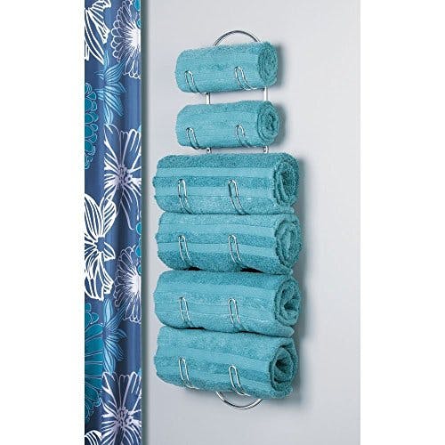 mDesign Handtuchhalter zur Wandmontage – Handtuchablage aus verchromtem Metall – schickes Badzubehör – auch für das Gäste-WC geeignet – Silber 1