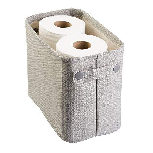 mDesign Toilettenpapierhalter (klein) aus Baumwolle – auch als Aufbewahrungskorb für Handtücher und Zeitungen – Elegante Toilettenpapier-Aufbewahrung – hellgrau