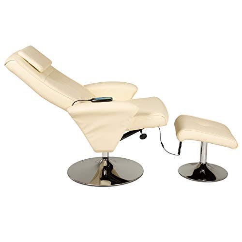 maxVitalis Relaxsessel mit Massagefunktion, Fernsehsessel, Sessel &amp; Hocker mit Vibrations-Massage, Massagesessel mit Wärmefunktion, Liegefunktion, Drehbar, Massagestuhl, elektrisch, TV Stuhl (Creme) 1