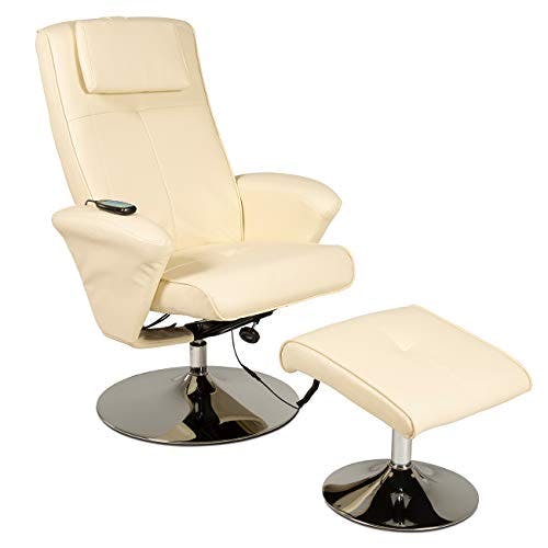 maxVitalis Relaxsessel mit Massagefunktion, Fernsehsessel, Sessel &amp; Hocker mit Vibrations-Massage, Massagesessel mit Wärmefunktion, Liegefunktion, Drehbar, Massagestuhl, elektrisch, TV Stuhl (Creme)