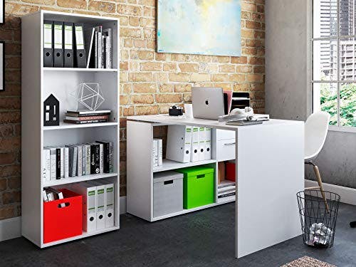 möbelando Büro-Kombi mit Regal Büroprogramm Arbeitszimmer Komplettset Büromöbel Trio 4" Weiß 2