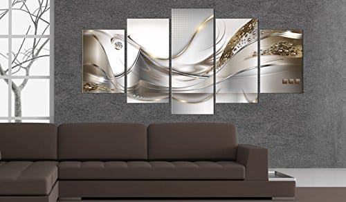 murando - Bilder Abstrakt 200x100 cm Vlies Leinwandbild 5 tlg Kunstdruck modern Wandbilder XXL Wanddekoration Design Wand Bild - Wellen Perlen grau a-A-0004-b-o