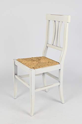 t m c s Tommychairs - 4er Set Stühle Artemisia für Küche und Esszimmer, Robuste Struktur aus lackiertem Buchenholz im Shabby Chic Stil, handwerklich antik behandelt und Sitzfläche aus Stroh 0