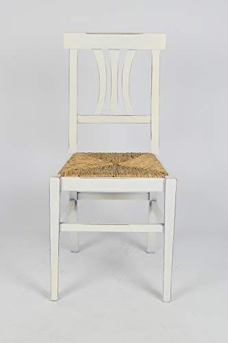 t m c s Tommychairs - 4er Set Stühle Artemisia für Küche und Esszimmer, Robuste Struktur aus lackiertem Buchenholz im Shabby Chic Stil, handwerklich antik behandelt und Sitzfläche aus Stroh 1