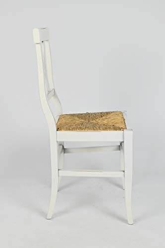 t m c s Tommychairs - 4er Set Stühle Artemisia für Küche und Esszimmer, Robuste Struktur aus lackiertem Buchenholz im Shabby Chic Stil, handwerklich antik behandelt und Sitzfläche aus Stroh 2