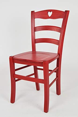 t m c s Tommychairs - Stuhl Cuore für Küche und Esszimmer, Robuste Struktur aus Buchenholz, in Anilinfarbe Rot lackiert und Sitzfläche aus Holz 0