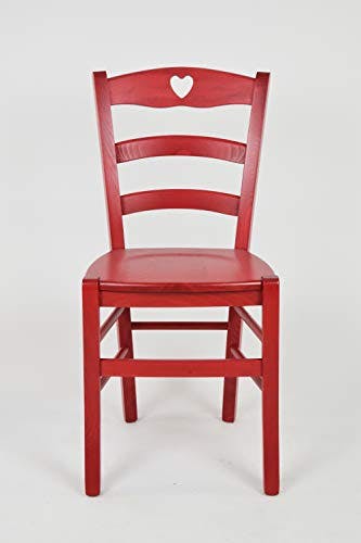 t m c s Tommychairs - Stuhl Cuore für Küche und Esszimmer, Robuste Struktur aus Buchenholz, in Anilinfarbe Rot lackiert und Sitzfläche aus Holz 1