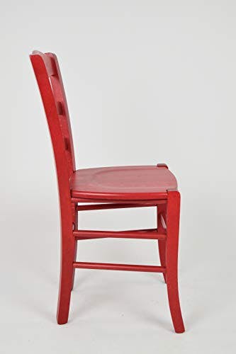 t m c s Tommychairs - Stuhl Cuore für Küche und Esszimmer, Robuste Struktur aus Buchenholz, in Anilinfarbe Rot lackiert und Sitzfläche aus Holz 2