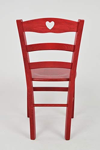 t m c s Tommychairs - Stuhl Cuore für Küche und Esszimmer, Robuste Struktur aus Buchenholz, in Anilinfarbe Rot lackiert und Sitzfläche aus Holz 3