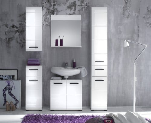 trendteam smart living - Hochschrank Schrank - Badezimmer - Skin - Aufbaumaß (BxHxT) 30 x 182 x 31 cm - Farbe Weiß Hochglanz - 111610101 2