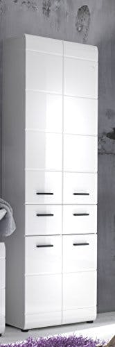 trendteam smart living - Hochschrank Schrank - Badezimmer - Skin - Aufbaumaß (BxHxT) 60 x 182 x 31 cm - Farbe Weiß Hochglanz - 111610501 0