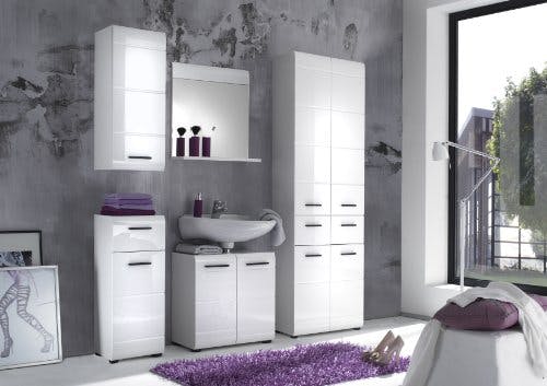 trendteam smart living - Hochschrank Schrank - Badezimmer - Skin - Aufbaumaß (BxHxT) 60 x 182 x 31 cm - Farbe Weiß Hochglanz - 111610501 2