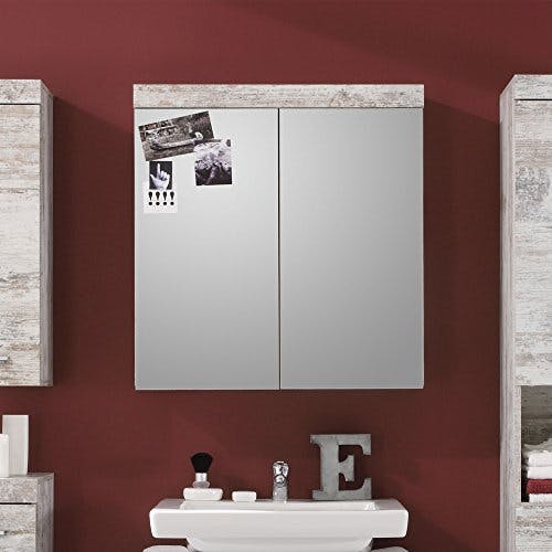 trendteam smart living - Spiegelschrank Spiegel - Badezimmer - Cancun - Aufbaumaß (BxHxT) 72 x 79 x 17 cm - Farbe Canyon Weiß Pine - 125940568 1