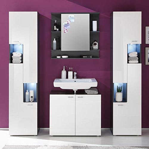 trendteam smart living - Spiegelschrank Spiegel - Badezimmer - Tetis - Aufbaumaß (BxHxT) 72 x 76 x 20 cm - Farbe Graphit - 133040321