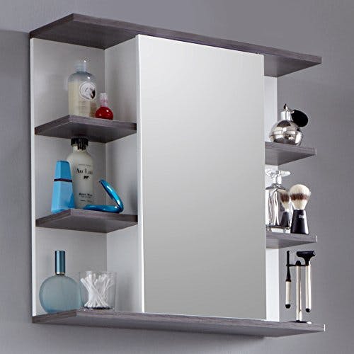 trendteam smart living - Spiegelschrank Spiegel - Badezimmer - California - Aufbaumaß (BxHxT) 60 x 60 x 20 cm - Farbe Weiß mit Rauchsilber - 162344103 1